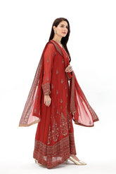 2 Piece Chiffon Embroidered Suit (AW0006)
